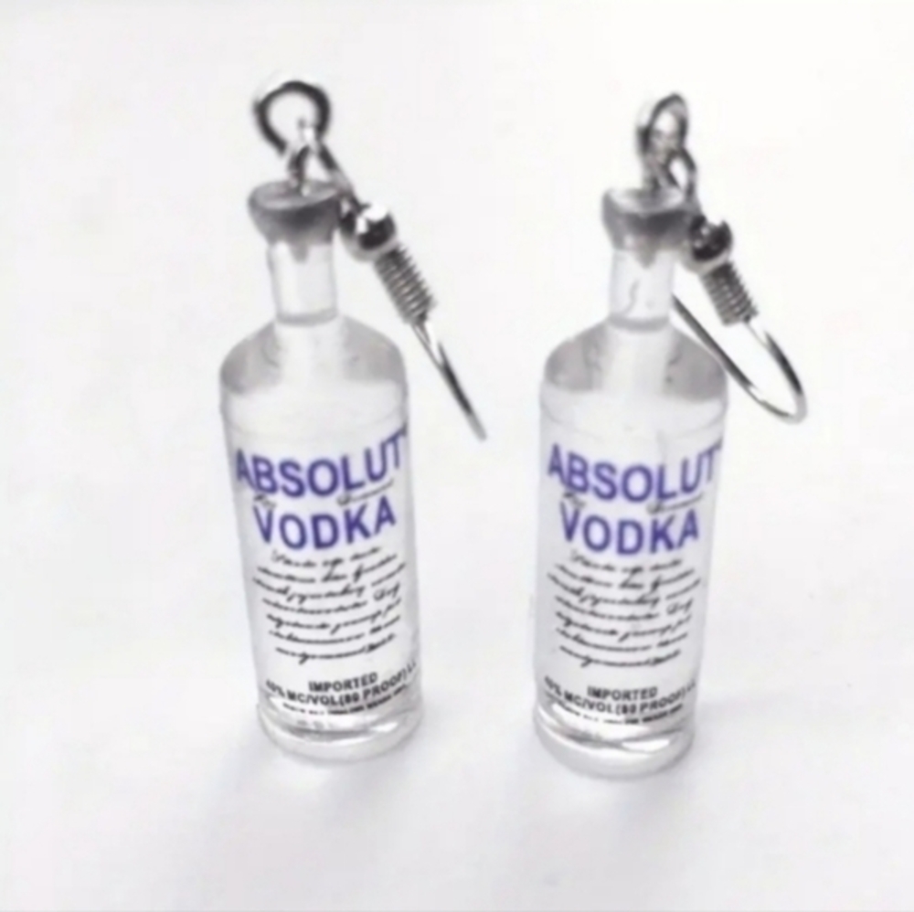 Mini transparent Absolute vodka earrings